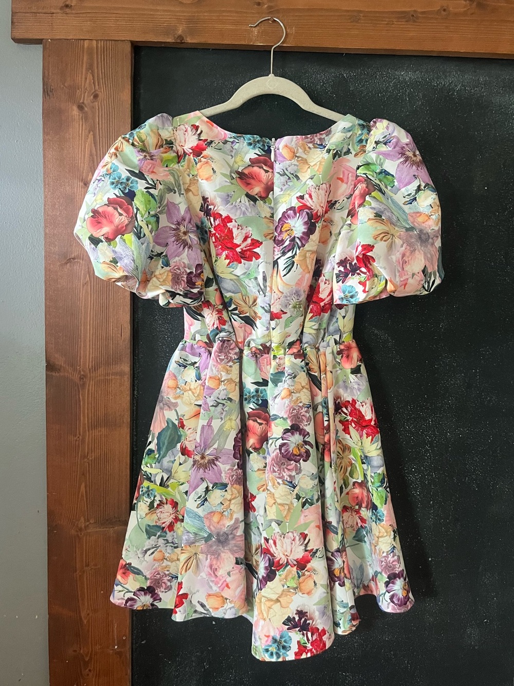 Anthropologie Puff-Sleeve Deep-V Taffeta Mini Dress by Sachin & Babi size S euc - Picture 7 of 7